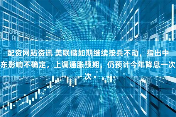 配资网站资讯 美联储如期继续按兵不动，指出中东影响不确定，上调通胀预期，仍预计今年降息一次